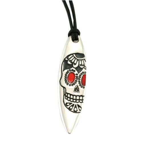 Silver+Surf Silber Schmuck Surfboard mit Totenkopf