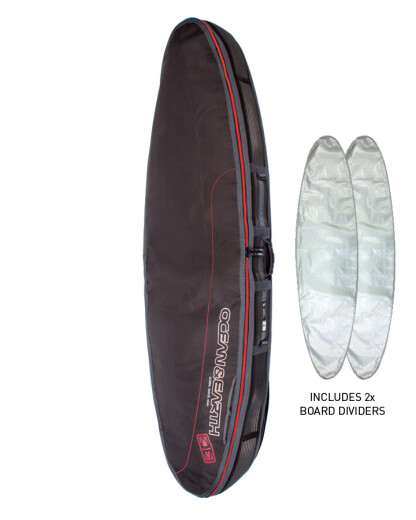 Ocean & Earth Boardbag Travel Triple Compact Shortboard Cover Black/Red 7´2"