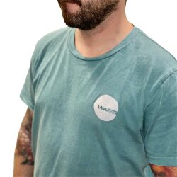 HW-SHAPES T-Shirt Möwe Longboard Vintage Dyed Aged Teal Monstera 2021
