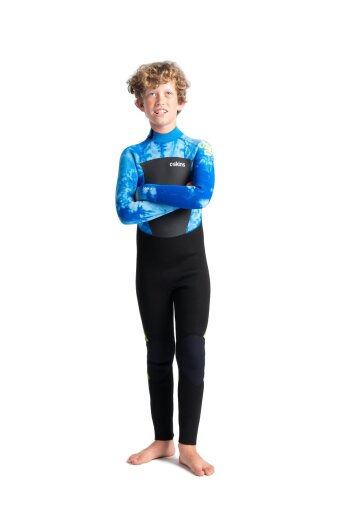 C-Skins Legend Junior Back Zip Steamer 4/3 Kinder Neoprenanzug Black/ Blue Tie Dye/ Lime 8 / JM