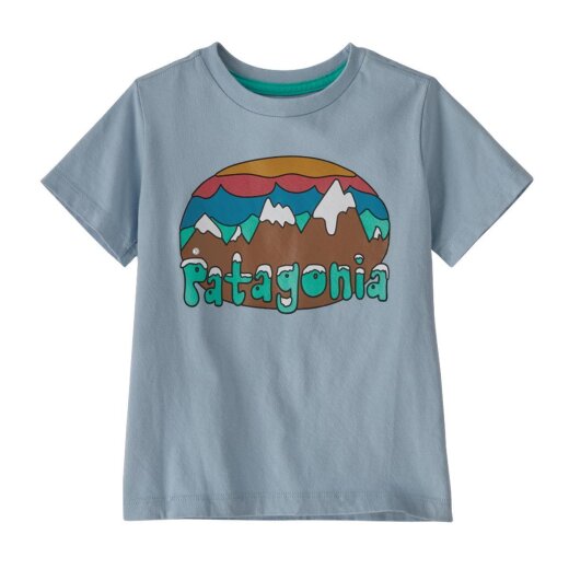 Patagonia Baby Regenerative Organic Cotton T-Shirt Fitz Roy Flurries Steam Blue