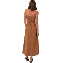 Rhythm. Classic Shirred Midi Dress Caramel