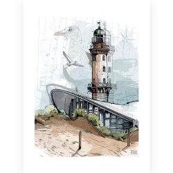 Postkarte Illustration Christoph Kadur Düne Seezeichen