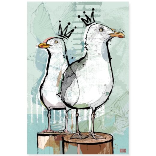 Postkarte Illustration Christoph Kadur Möwenkönige