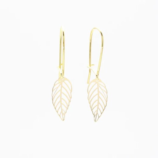 Jewelberry Ohrringe Cut Out Leaf vergoldet
