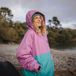 Passenger Clothing Roaming Recycled Sherpa Lined Changing Robe Viridian Green/Orchid