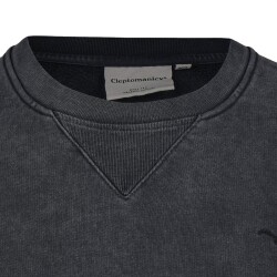 Cleptomanicx Boxy Crewneck Ligull Washed Blue Graphite