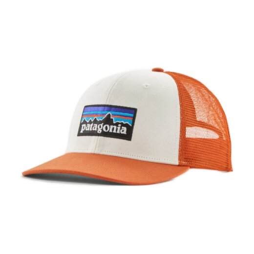 Patagonia P-6 Logo Trucker Hat White W/Redtail Rust