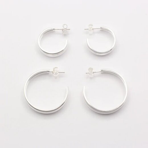 Jewelberry Stecker Three Lines Hoop L Silber
