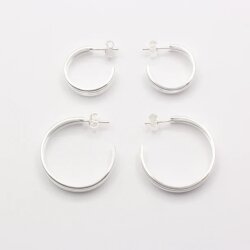 Jewelberry Stecker Three Lines Hoop L Silber