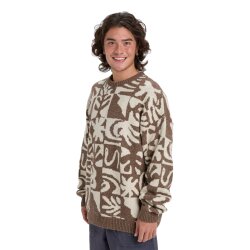 Quiksilver Hall City Jacquard Sweater Chocolate Brown Terreau Desert