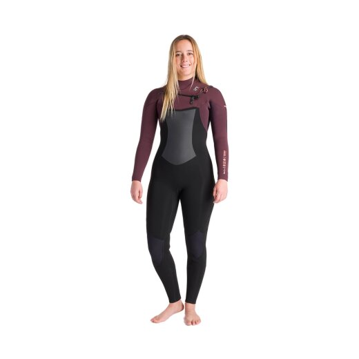 C-Skins ReWired Nuwave 5/4 CZ Frauen Neoprenanzug Raven Black/Rust X/Coral