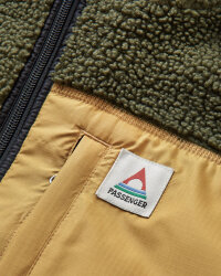 Passenger Clothing Born Explorer Recycled Sherpa Full Zip Fleece Khaki