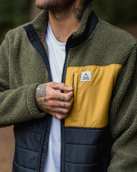 Passenger Clothing Born Explorer Recycled Sherpa Full Zip Fleece Khaki