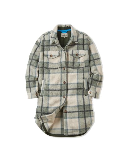 Passenger Clothing Cloudy 2.0 Recycled Fleece Shirt Pistachio Check