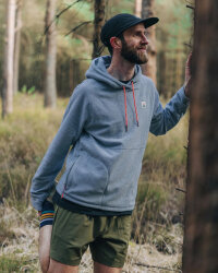 Passenger Clothing Point Grid Recycled Fleece Hoodie Grey