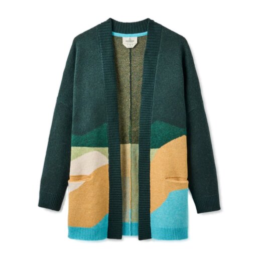 Passenger Clothing Scenic Recycled Long Knitted Cardigan Dark Fern