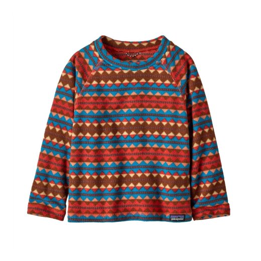 Patagonia Baby Micro D Crew Sweater Diamond Stripe Sizzle Red