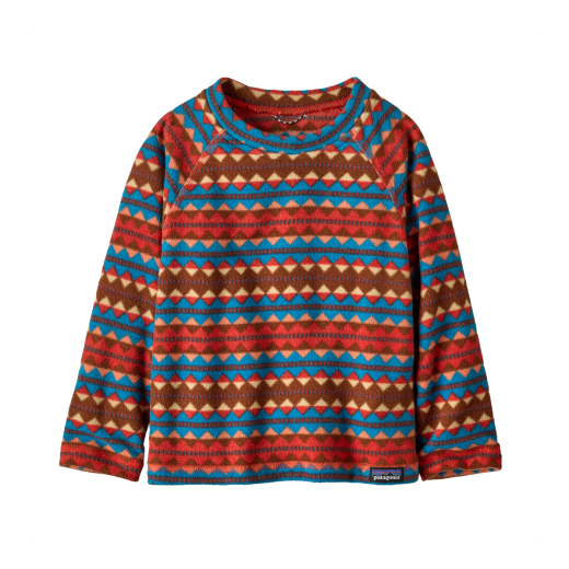 Patagonia Baby Micro D Crew Sweater Diamond Stripe Sizzle Red