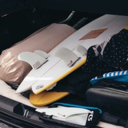 FCS 2 Panda Twinzer Performance Glass Twin + Stabilizer Fins (S-M) White