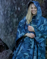 DRYROBE Regen-Poncho wasserdicht Blau Camo unisize