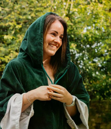 DRYROBE Fullzip Handtuchmantel Baumwolle Grün S