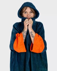 DRYROBE Fullzip Handtuchmantel Baumwolle Blau L
