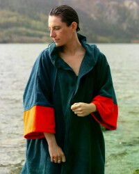 DRYROBE Fullzip Handtuchmantel Baumwolle Blau L