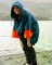 DRYROBE Fullzip Handtuchmantel Baumwolle Blau L