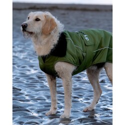 DRYROBE Dog Coat Hundemantel Dunkelgrün Schwarz L