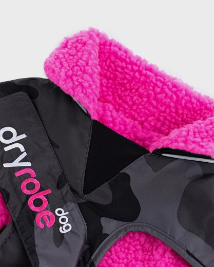 DRYROBE Dog Coat Hundemantel Schwarz Camo Pink XXL