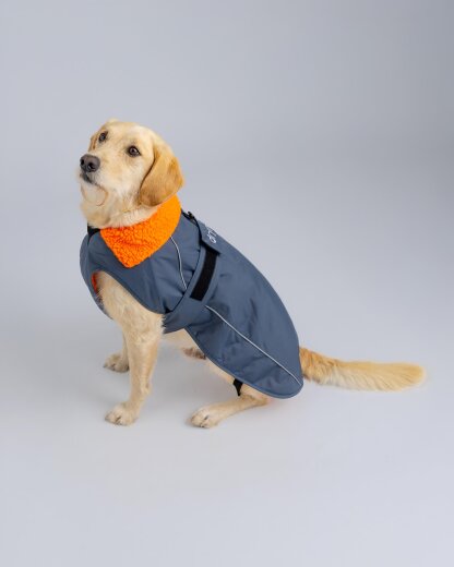 DRYROBE Dog Coat Hundemantel Grau Orange S