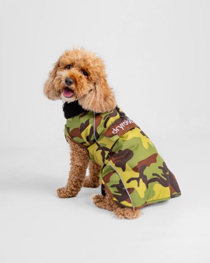 DRYROBE Dog Coat Hundemantel Grün Camo XS