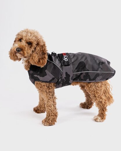 DRYROBE Dog Coat Hundemantel Schwarz Camo M