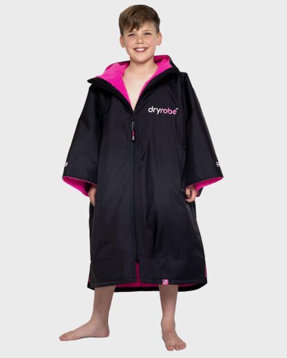 DRYROBE Advance Short Sleeve KIDS Schwarz Pink 5-9