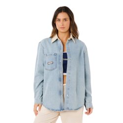 Rip Curl Surf Side Relaxed Denim Shirt Washed Blue