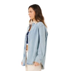 Rip Curl Surf Side Relaxed Denim Shirt Washed Blue
