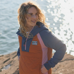 Passenger Clothing Ocean Recycled Insulated Anorak Dark Denim/Sunset Orange