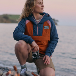 Passenger Clothing Ocean Recycled Insulated Anorak Dark Denim/Sunset Orange