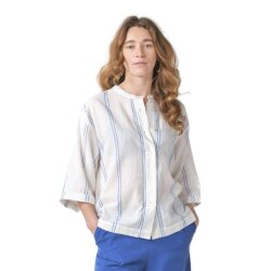 Klitmoller Collective May Shirt GOTS White/Surf Blue