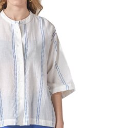 Klitmoller Collective May Shirt GOTS White/Surf Blue