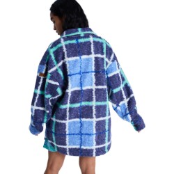 Roxy Over And Above Karierte Fleece Hemdjacke Dutch Blue Plaid Fade