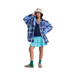 Roxy Over And Above Karierte Fleece Hemdjacke Dutch Blue Plaid Fade