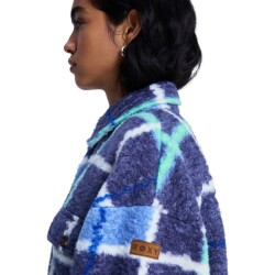 Roxy Over And Above Karierte Fleece Hemdjacke Dutch Blue Plaid Fade