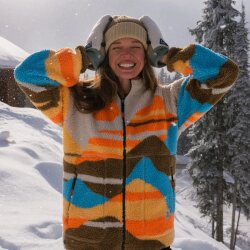 Passenger Fairbanks Full Zip Sherpa Fleece Jacket Mpuntain Sunset Multi XS