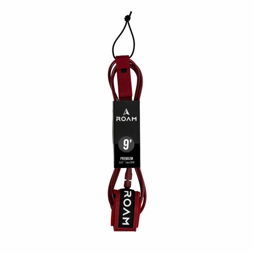 ROAM Surfboard Leash Premium 9.0 Dunkelrot