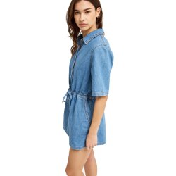 Roxy Real Tomorrow Denim Jumpsuit Short Surf Wash