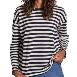 Passenger Clothing Panorama Striped LS T-Shirt Deep Navy