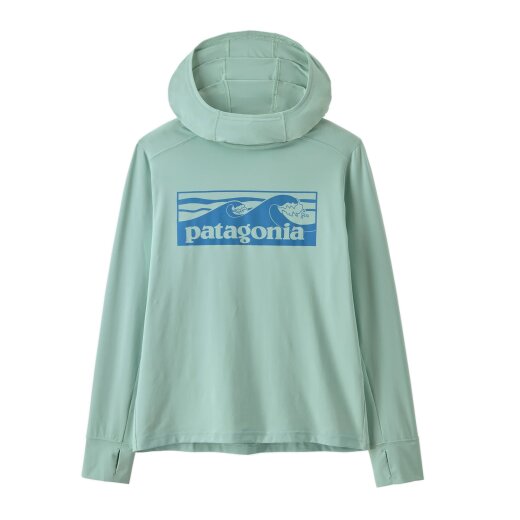 Patagonia Kids Capilene Silkweight Hoody Boardshort Logo Thin Ice