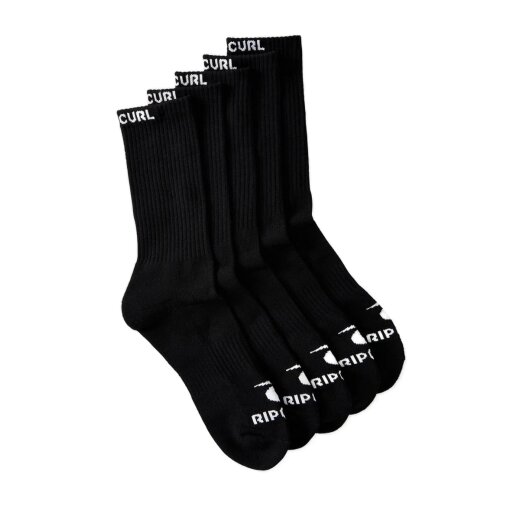 Rip Curl Brand Crew Socks 5 Pack Black